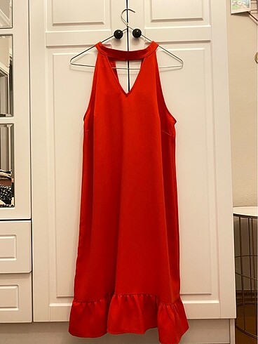 l Beden kırmızı Renk Koton Gece Elbisesi