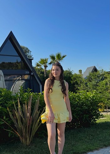 Sarı Mini Fırfırlı Elbise - Görsel 2