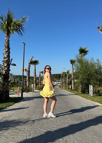 Sarı Mini Fırfırlı Elbise - Görsel 3