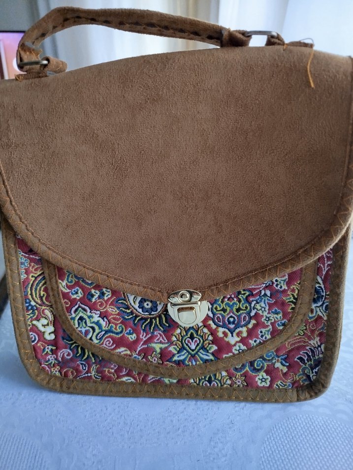 Bohem Renkli Süet Kadın Çanta - Görsel 3