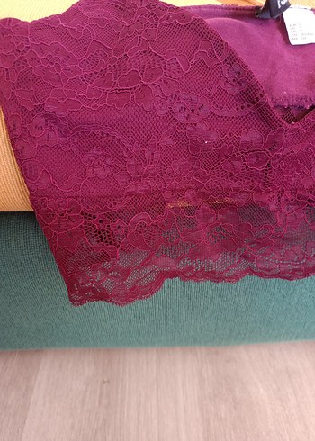 Diğer Bordo Dantel Bohem Bralet