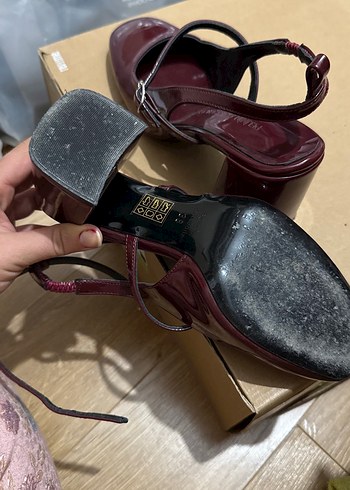 Bordo Rugan Topuklu Kadın Ayakkabı - Görsel 4