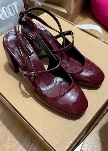 Bordo Rugan Topuklu Kadın Ayakkabı - Görsel 8