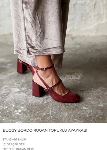Bordo Rugan Topuklu Kadın Ayakkabı - Görsel 2