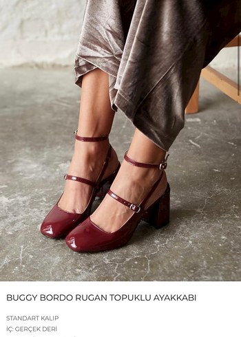 Bordo Rugan Topuklu Kadın Ayakkabı - Görsel 3