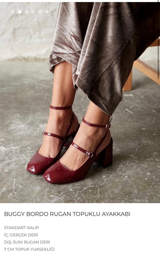 Bordo Rugan Topuklu Kadın Ayakkabı - Görsel 3