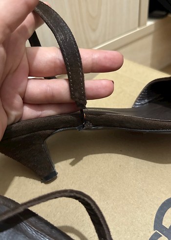 Kahverengi Süet Stiletto Topuklu Ayakkabı - Görsel 6