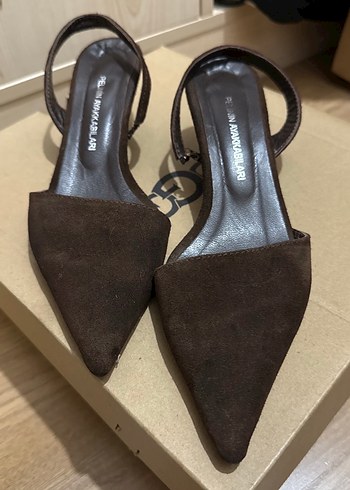 Kahverengi Süet Stiletto Topuklu Ayakkabı - Görsel 4