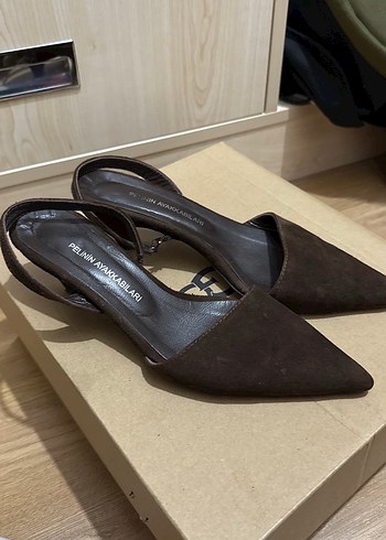 Kahverengi Süet Stiletto Topuklu Ayakkabı - Görsel 5