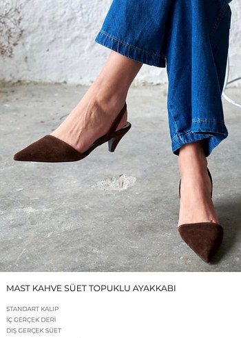 Kahverengi Süet Stiletto Topuklu Ayakkabı - Görsel 2