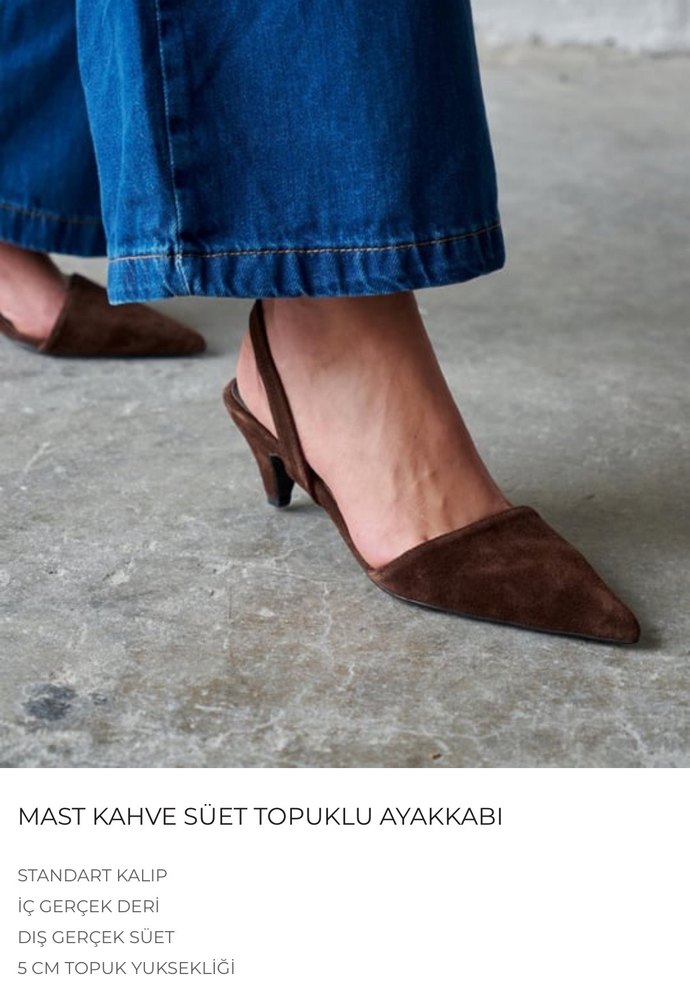 Kahverengi Süet Stiletto Topuklu Ayakkabı - Görsel 3