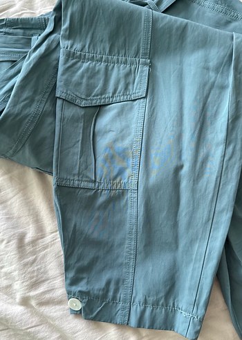 Zara Mavi Kemerli Kargo Pantolon - Görsel 4