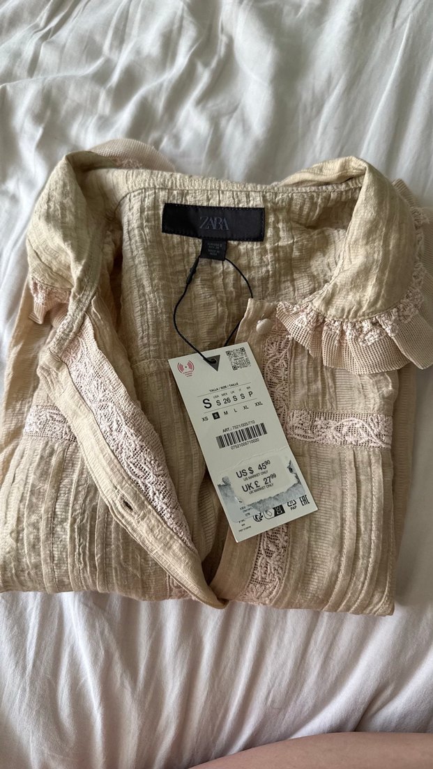 Zara Bej Renkli Rahat Kesim Bluz - Görsel 5