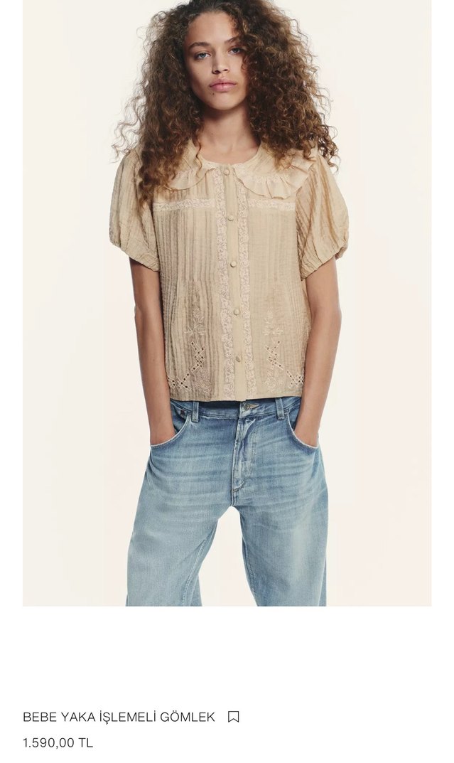 Zara Bej Renkli Rahat Kesim Bluz - Görsel 2