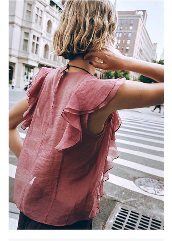 Pembe Fırfırlı Zara Bluz - Görsel 4