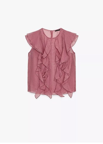 Pembe Fırfırlı Zara Bluz - Görsel 3