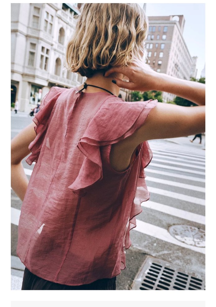 Pembe Fırfırlı Zara Bluz - Görsel 4