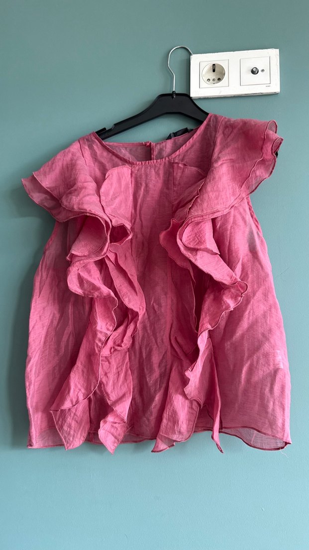 Pembe Fırfırlı Zara Bluz - Görsel 5