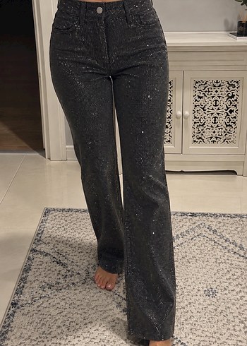 Zara Parlak Siyah Yuksek Bel Jean