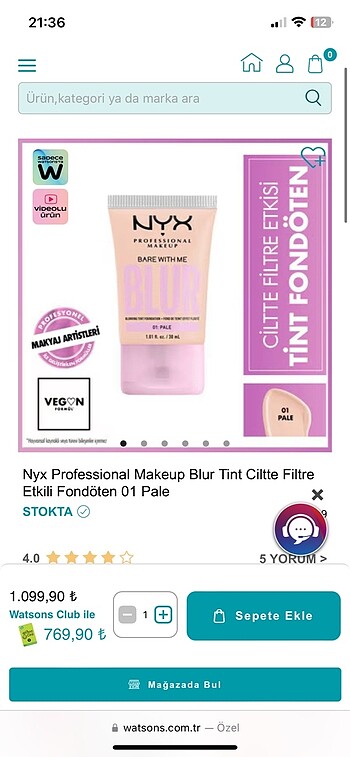 Beden Renk nyx bare with me fondöten