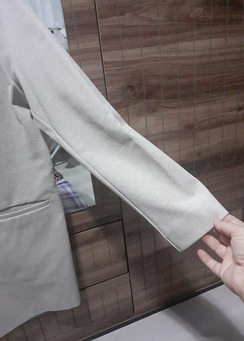 Bej rengi Regular bol kesim Kadın Blazer Ceket - Görsel 7