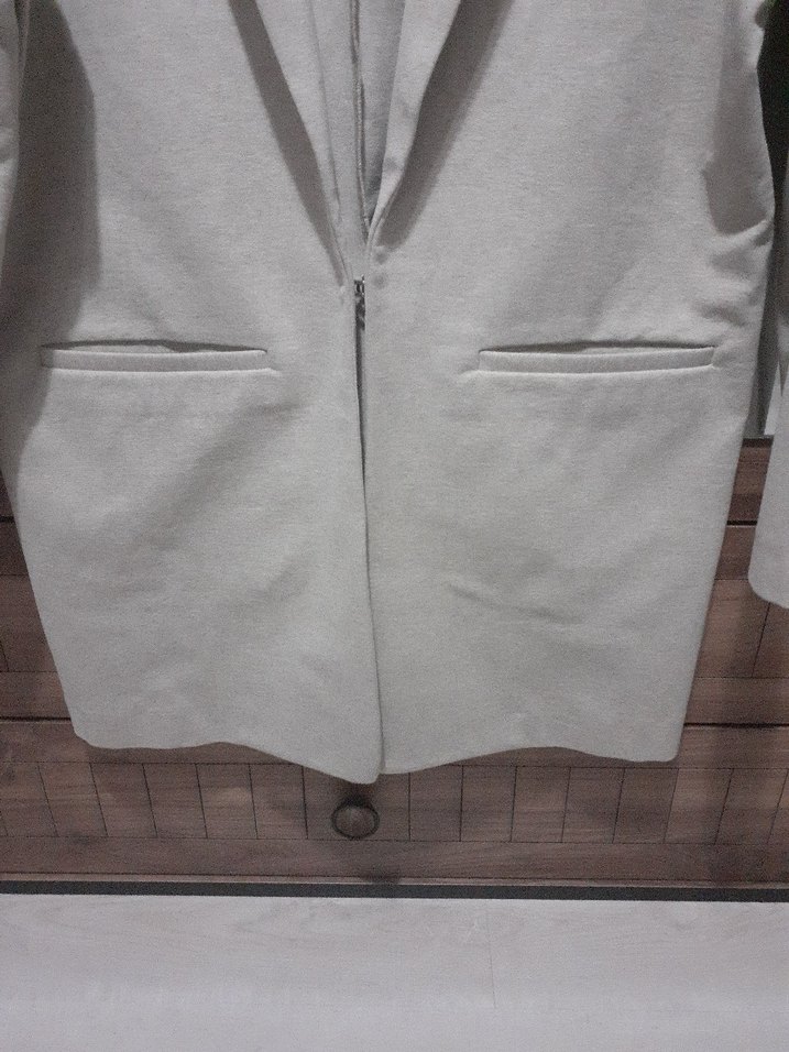 Bej rengi Regular bol kesim Kadın Blazer Ceket - Görsel 3