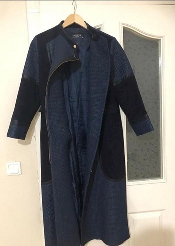 Kadın Lacivert Uzun Denim Kaban - Görsel 5