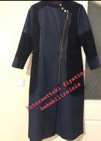 Kadın Lacivert Uzun Denim Kaban - Görsel 7