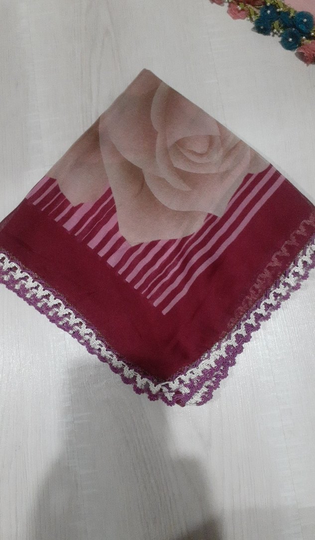 Diger tığ işi çeşitli oyalı yazma ve iğne oyası beyaz krep - Görsel 5