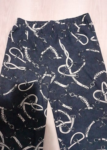 11-12 Yaş Beden Lacivert Yılan Desenli Bol Kesim Denim Pantolon