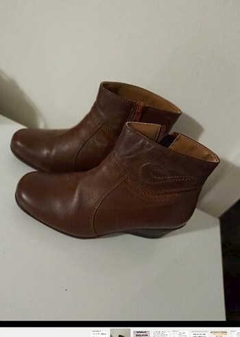 Kahverengi Deri Kadın Dolgu Topuklu Bot - Görsel 2