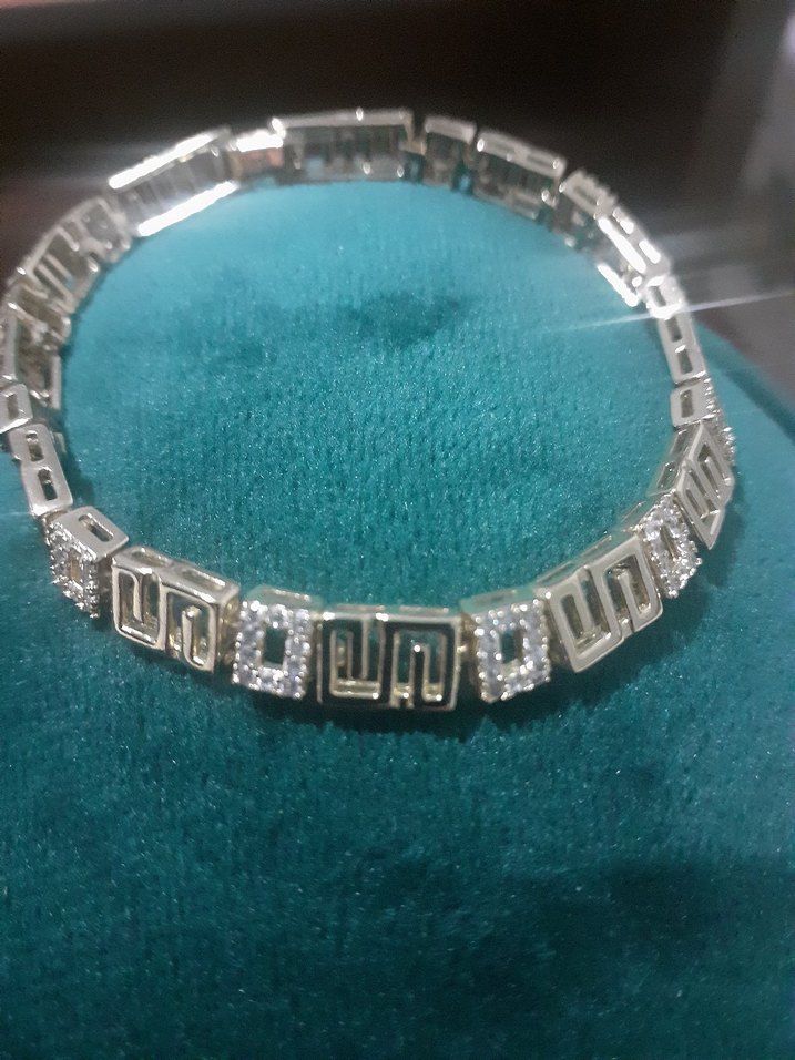 Taş Detaylı Yılan Desenli Altın Bileklik 14.k kapmadır - Görsel 4