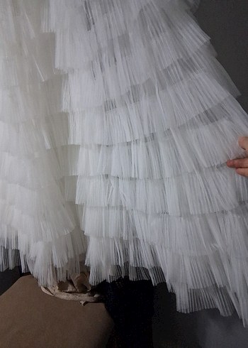 V yaka, ince askılı uzun gelinlik - Görsel 6