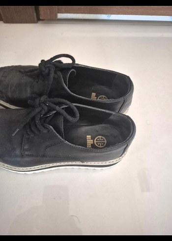 Siyah Dolgu Topuklu Bağcıklı Kadın Ayakkabı - Görsel 2