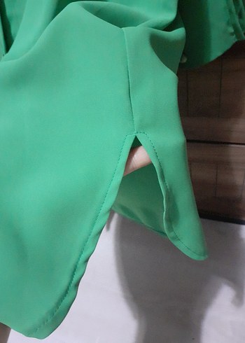 Düğmeli Yeşil Kadın Gömlek - Görsel 6