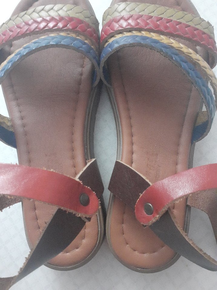 Renkli Yılan Desenli Dolgu Topuklu Kadın Sandalet - Görsel 3