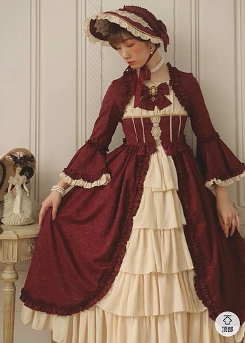 Bordo Vintage Uzun Kollu Kadın Elbise - Görsel 3