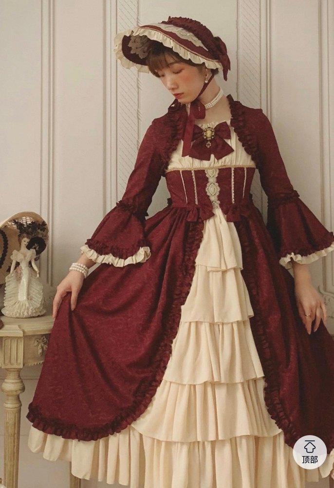 Bordo Vintage Uzun Kollu Kadın Elbise - Görsel 3