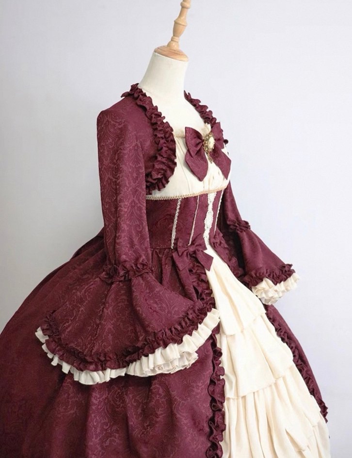 Bordo Vintage Uzun Kollu Kadın Elbise - Görsel 2