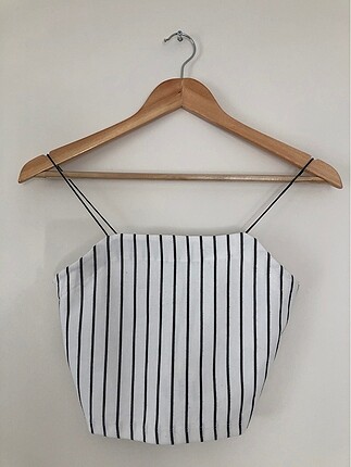 Siyah beyaz çizgili crop top