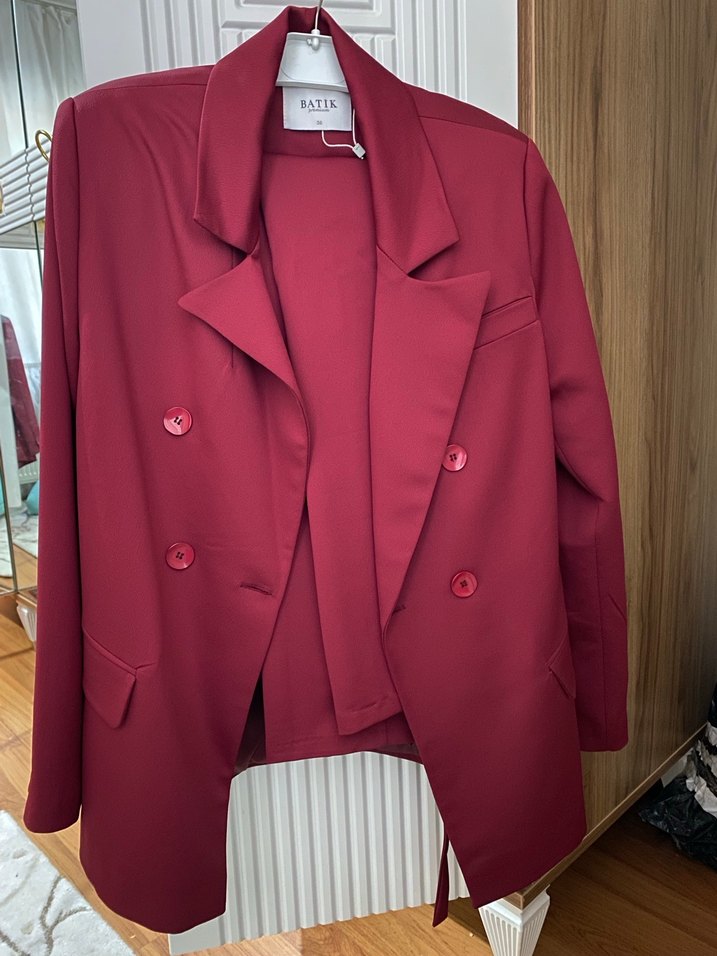 Bordo Kemerli Kadın Kumaş Pantolon - Görsel 4