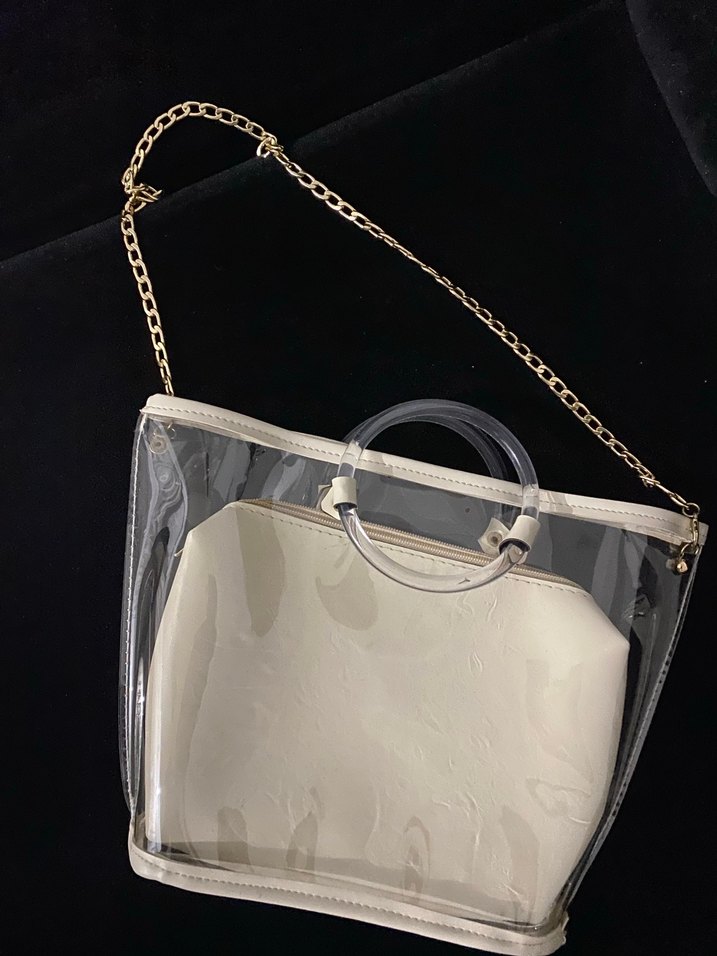 Zincir Detaylı Beyaz Şeffaf Kadın Çanta - Görsel 2