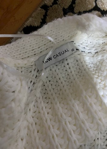 Beyaz Örgü Kadın Hırka düğmeli - Görsel 4