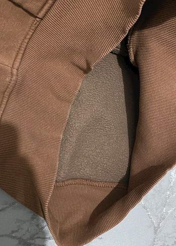 s Beden kahverengi Renk Kahverengi Fermuarlı Kapüşonlu Sweatshirt