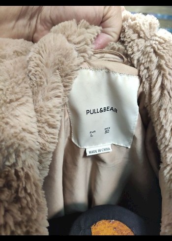 40 Beden Kahverengi Kapüşonlu Kadın Peluş Ceket pull bear