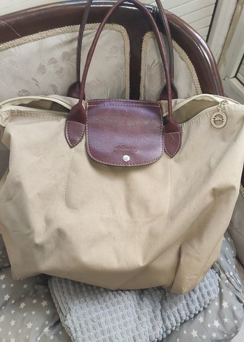 Longchamp Bej Deri Kadın Omuz Çantası
