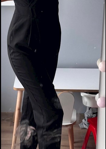 Siyah  V Yakalı Tulum - Görsel 4