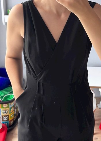 Siyah  V Yakalı Tulum - Görsel 3