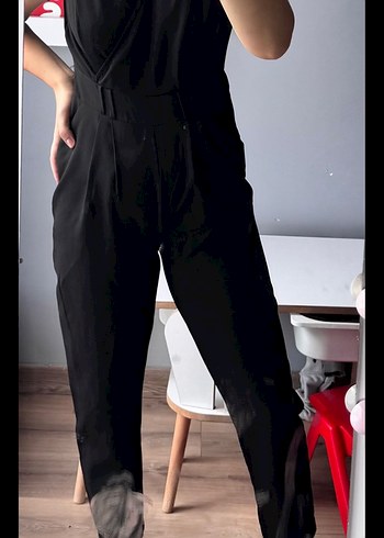 Siyah  V Yakalı Tulum - Görsel 2