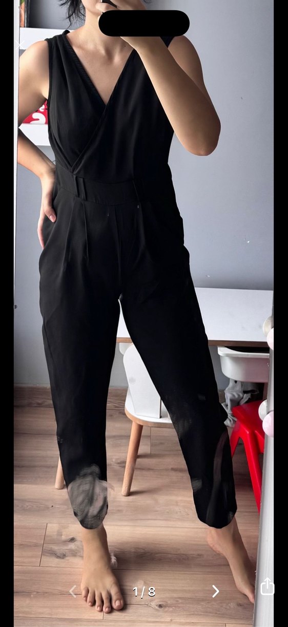 Siyah  V Yakalı Tulum - Görsel 2